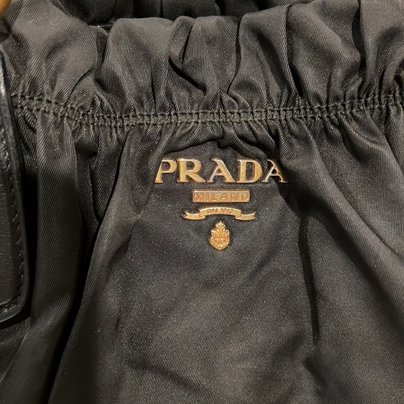Prada black nylon and leather with gold hardware medium - Picture 3 of 12